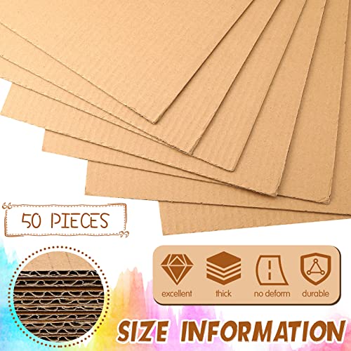 Image of 50 Pack Corrugated Cardboard Sheets Flat Hard Cardboard Inserts Back to School Classroom Supplies Flat Squares Separators for Shipping, Mailing, Packing, Art Projects, DIY Crafts(11 x 17 Inch,Brown)