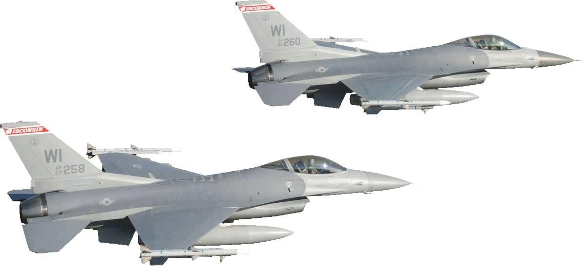 Dual F-16' Fighting Falcons Wall Decal Cutouts 7.5"x24"