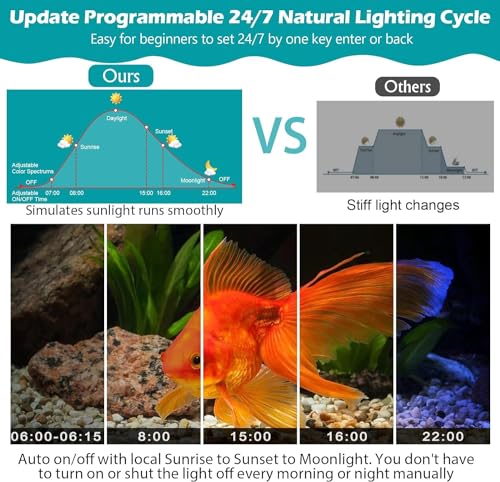 Image of LED Aquarium Light, 24 /7 Full Spectrum Dimmable Submersible Light 36-42 inch 36W for 30 /35 /40 Gallon Fish Tank, Day+Night Mode DIY Timer Auto On Off, High Brightness 8 Colors RGB Mode