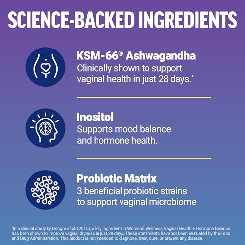 Image of Force Factor Vaginal Health Probiotic Supplement for Women with KSM-66 Ashwagandha & 5B CFUs for pH Balance, Vaginal Flora & Hormone Balance Support, Women's Wellness, Tropical Punch, 60 Soft Chews