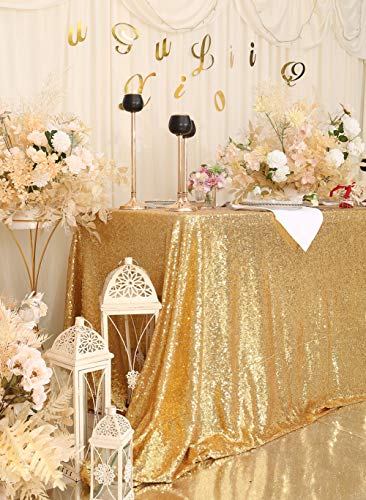 Eternal Beauty Sequin Tablecloths Rectangle Amber Gold for wedding Halloween Chrismas Party Banquet New Year's Day (Amber Gold,152 * 260cm,Rectangle) - Image 3