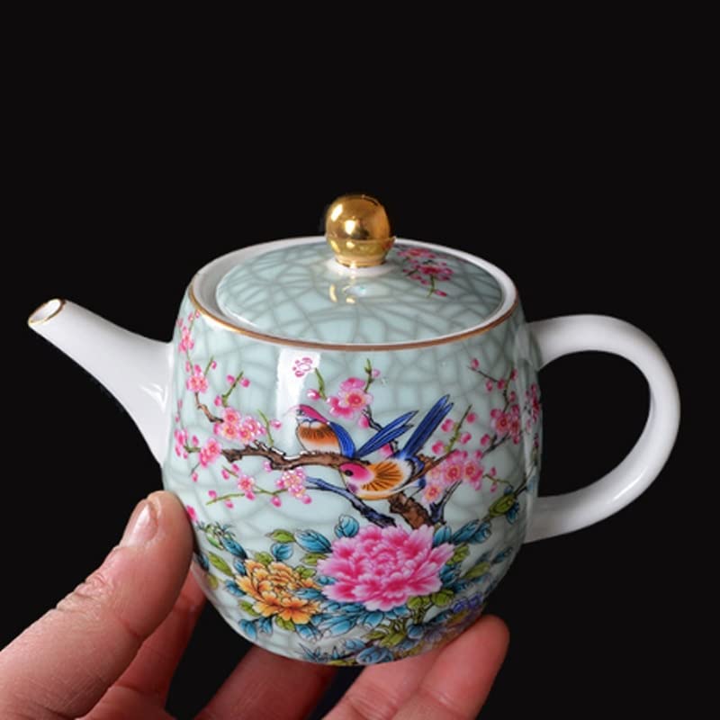 Tetera de cerámica, Juego de té de Kung Fu, Tetera Individual de Porcelana Azul y Blanca, Tetera pequeña con patrón de Flores para el hogar