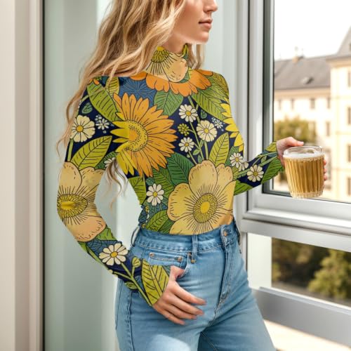 Body de manga larga para mujer GuoChe y camiseta sexy para salir de cuello alto falso 4