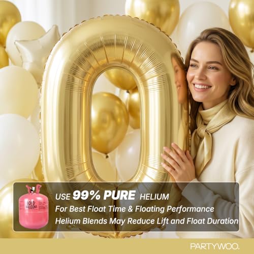 Image of PartyWoo Gold Number 40 Balloon 40 Inch 33pcs Metallic Gold Foil Star White