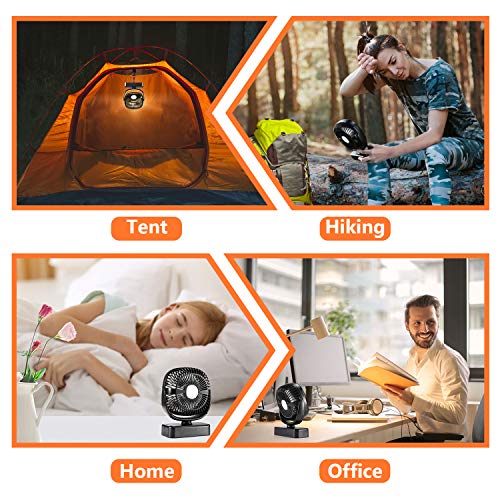 Comlife Portable Led Camping Lantern With Tent Fan -5000 Mah Battery Powered Mini Desk Fan With Usb Charging Input-Survival Kit For Hurricane, Emergency, Storm, Outages #TOP2