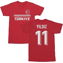 Turkiye Soccer Fans Yildiz 11 Jersey Style Unisex T-Shirt Red, Youth X-Large