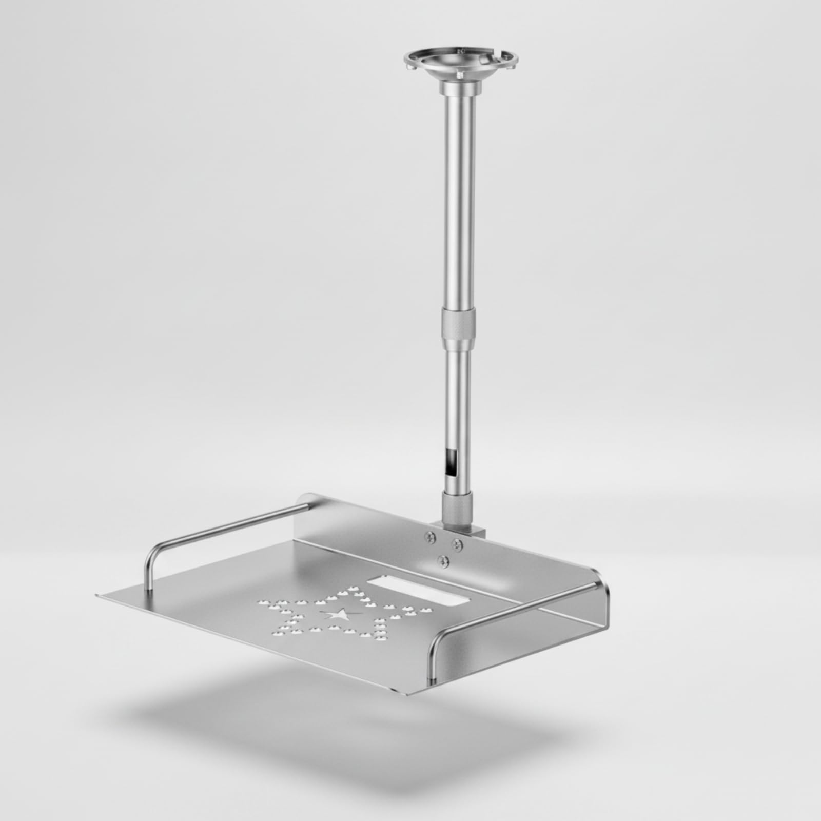 Soporte de Proyector Montaje de Techo Bandeja Ajustable Poste Telescópico Construcción de Aleación de Aluminio Estabilidad con Placa Redonda, 30-60cm