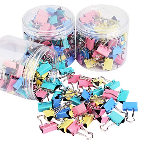 BYZESTY Pinces Double Clip, Foldback Pinces Papier Métal Binder Clips Reliure Coloré Clip, Dovetail Pinces Double Clip pour Notes Papier à Lettre Clip Fournitures de Bureau (Paquet de 180) Cover