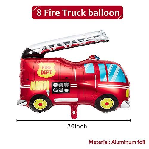 8 Pieces Red Jumbo Fire Truck Foil Balloon Large Helium Fire Truck Balloon For Birthday Party Decorations #TOP1
