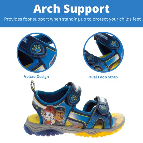 Nickelodeon Boys Paw Patrol Light Up Shoes- Summer Sandals- Kids Water Shoes - Chase Marshall Beach Adjustable Strap Closed Open Toe Outdoor Sport Hero Character Lights - Blue (Size 11 Little Kid) #TOP2