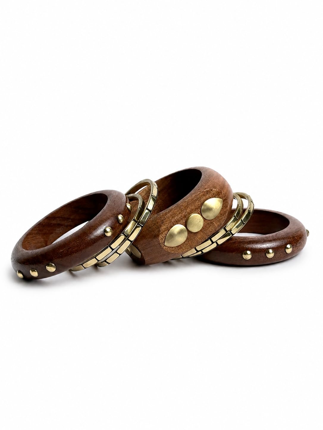 Set of 7 Wooden & Metal Bangles for Women | Handcrafted Statement Bracelet Set | Boho Ethnic Fashion Jewelry-image-20