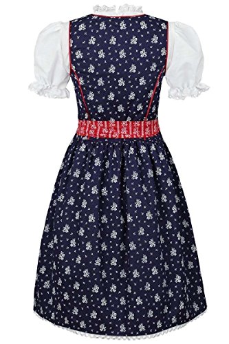 Dirndl für Kinder Coala Mädchen, geblümt in Blau und Rot, Größe 110/116
