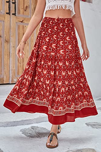 Image of CFLONGE Summer Maxi Skirts for Women 2026 Trendy Floral A Line Boho Skirt