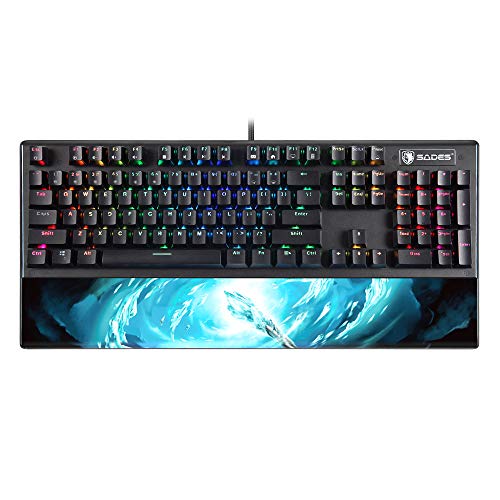 Waterproof Mechanical Gaming Keyboard, SADES Frost Staff Optical Switch Keyboards with Unique Integrated