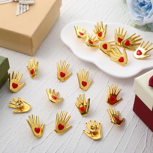 Image of Foilswirl 20 Pcs Volunteer Appreciation Gifts Bulk Volunteer Awards Gold Hands Lapel Pin Employee Appreciation Gift Recognition Gift for Teacher Nurse Social Worker Administrative Professionals Week