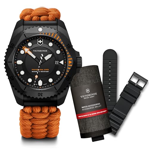 VICTORINOX(�r�N�g���m�b�N�X) DIVE PRO �r���v �����Y �`�^���P�[�X �u���b�N�_�C���� �I�����W�p���R�[�h�X�g���b�v �t���ւ��p���o�[�X�g���b�v �N�H�[�c �h�� �_�C�o�[�Y�E�H�b�` �A�i���O �u�����h ������� �X�|�[�c �A�E�g�h�A �j