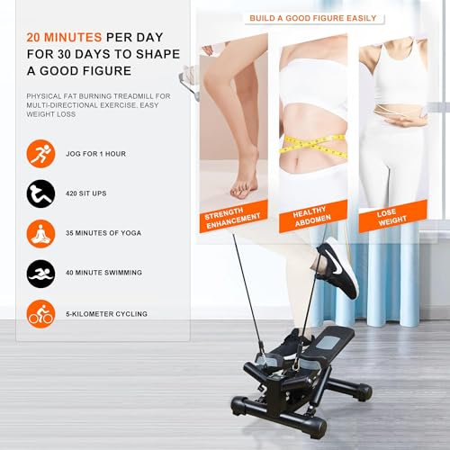 Image of Exercise Stepper with Resistance Bands & Digital Monitor Stair Exercise,Twist Mini Steppers with Max 330LBS Loading Bearing Portable Home Exercise Equipment
