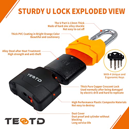 Motorcycle Chain Lock 3Feet/90Cm Long Heavy Duty Anti Theft Bike Chain Locks Security 10Mm Thick Chain With Bright-Colored Lock,Cut Proof Moped Lock With 4 Keys For Bicycle,Scooter(Updated Version) #TOP3