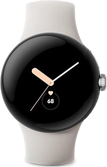 Google Pixel Watch LTE Smartwatch Compatible with Cellular or WiFi Data, GPS, BT and Heart Rate Monitor 41mm, Bulk Packaging (Polished Silver Chalk)