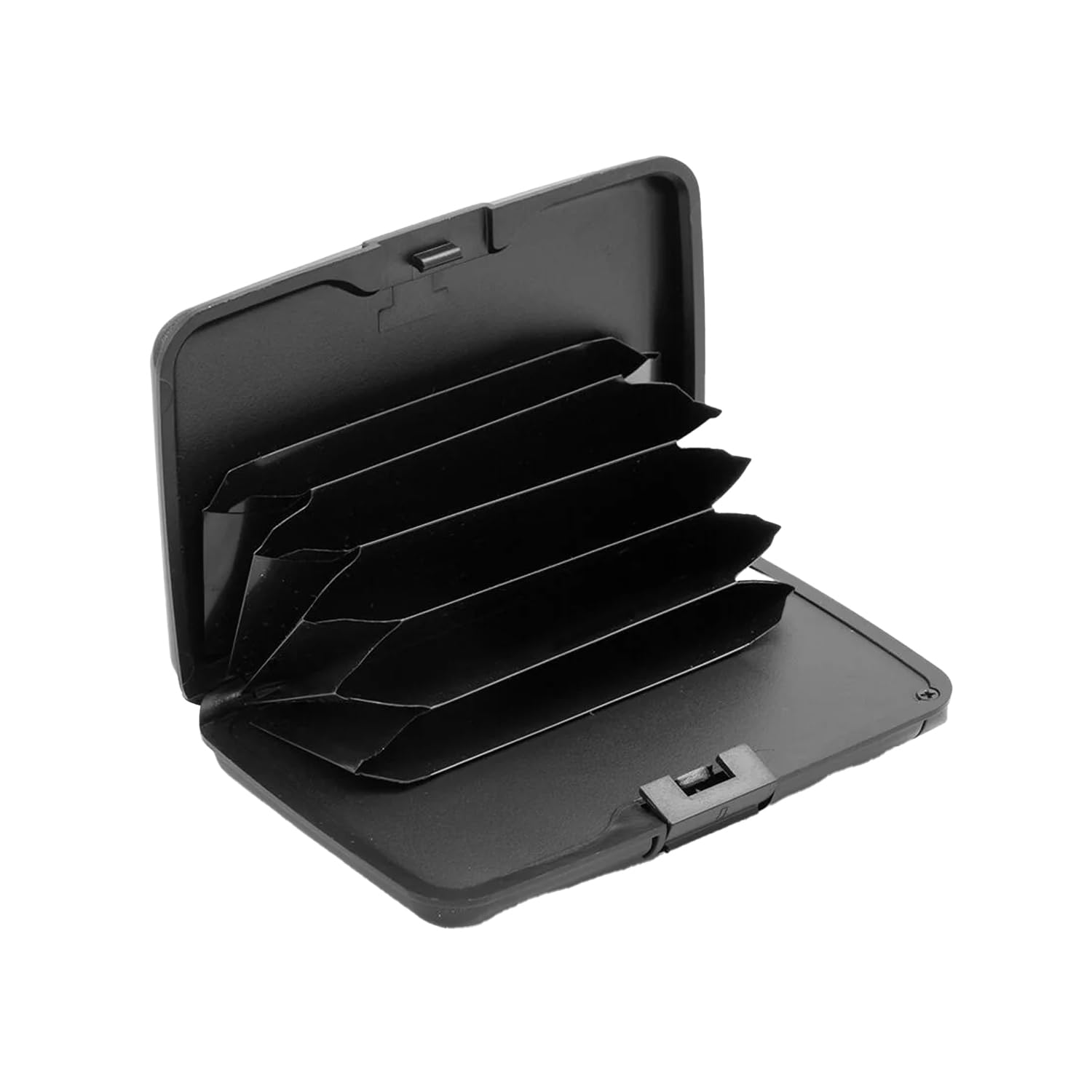 Porte-Cartes avec Protection RFID et Power Bank de 5000 mAh - Porte-Cartes avec 5 Compartiments et câble USB, en Aluminium, ABS et PVC, 11,3 x 7 x 1,6 cm, Noir