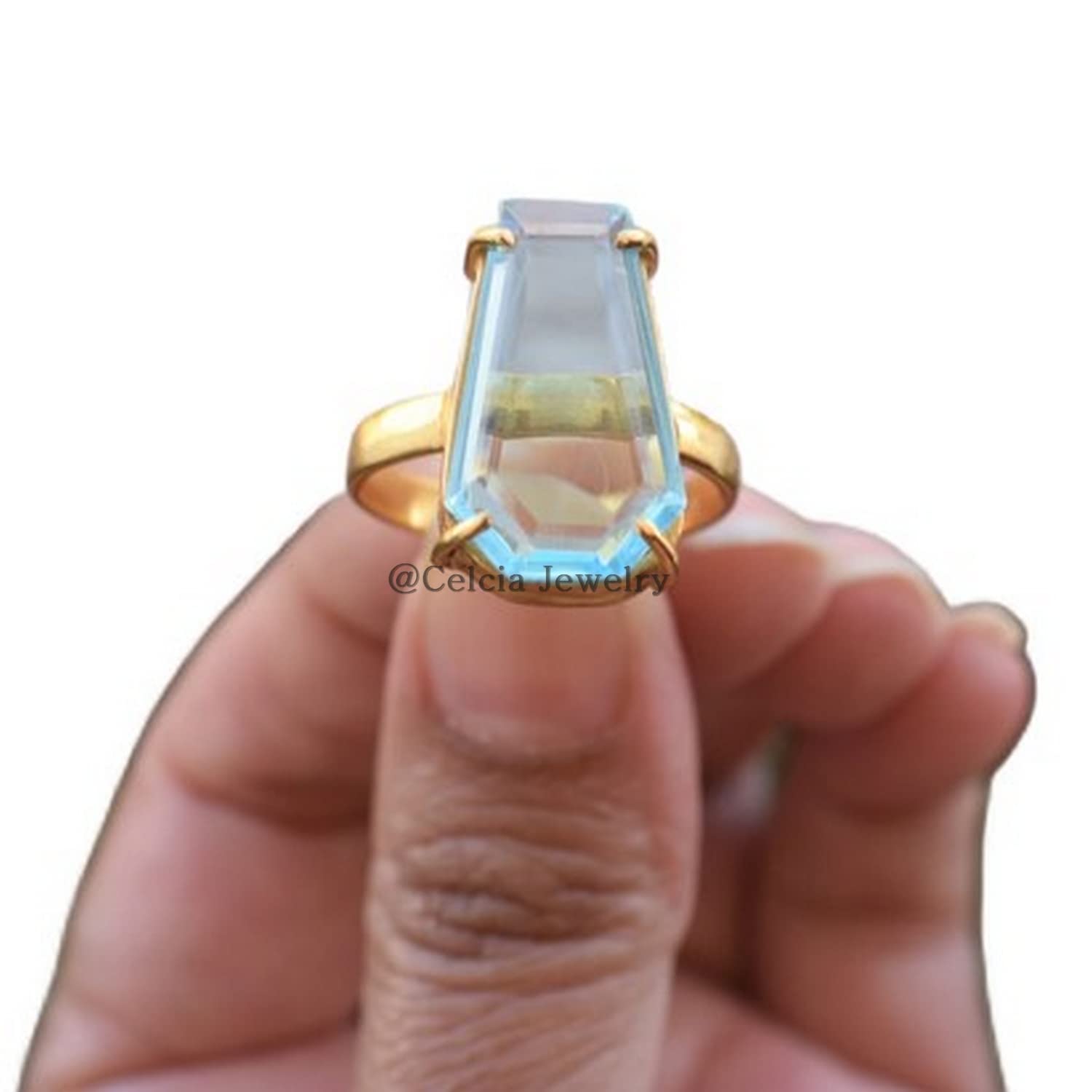 Anillo llamativo con piedras preciosas de topacio, regalos de cumpleaños para hombres y mujeres, regalos de aniversario para papá, mamá, regalos de compromiso para él, ella