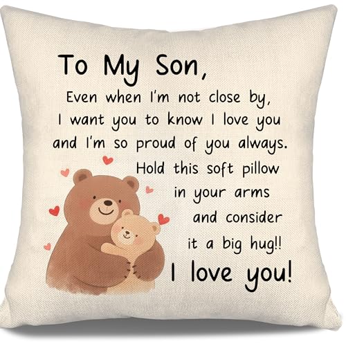 Aosumin Even When I'm Not Close by I Want You to Know I Love You and I'm Proud of You Always- to My Son Throw Pillow Cover Son Gift from Mom Dad Birthday Graduation Thanksgiving Farewell Gift