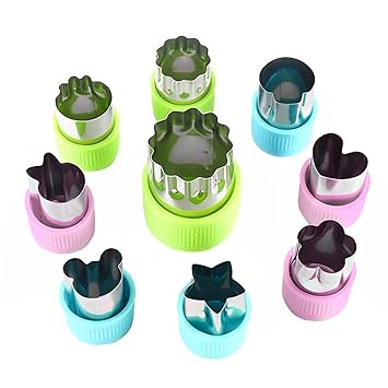 9Pcs Cookie Cutter Shapes Set, Stainless Steel Mini Fruit Cutter Vegetable Cutter Shapes Embossing Mold, Bread Sandwich Cutter for Kitchen, Baking Mold, Pastry Mold