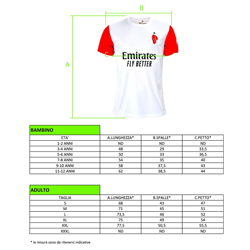 AC Milan Maglia Replica Personalizzabile, 100% Poliestere, Taglie 4Y-XXL, Vari Modelli