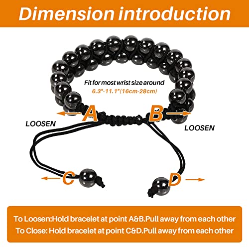Davllin Hematite Magnetic Bracelet,Magnetic Healing Jewelry Bracelets,Strength Natural Beaded Bracelet,Double Strength Magnetic Physical Therapy Bracelet For Men Women Couples #TOP3