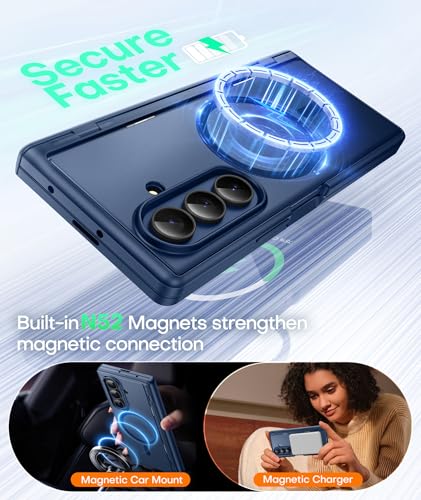 Protection intégrale Samsung Z Fold 7 antichoc avec béquille cachée intégrée bleu
