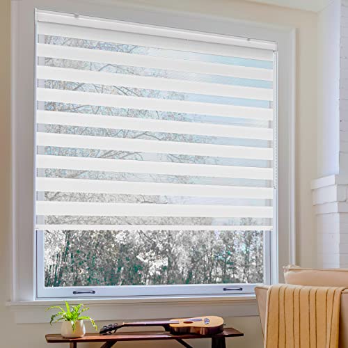 Bliwans Zebra Blinds,35" W X 64" H,White-Cordless Zebra Blinds,46" W X 72" H,Grey #TOP1