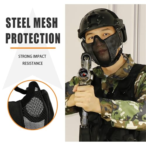 Ensemble demi-masque et casquette airsoft WLXW avec protection auditive - 3