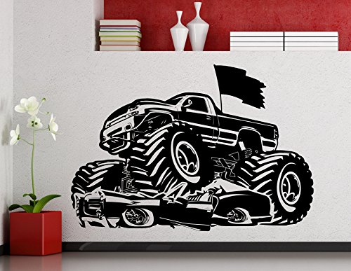 Monster Truck Wall Decal 4X4 Vehicle Automobile Car Garage Vinyl Sticker Home Interior Art Decoration Any Room Mural Waterproof Vinyl Sticker (40Ex) #TOP10