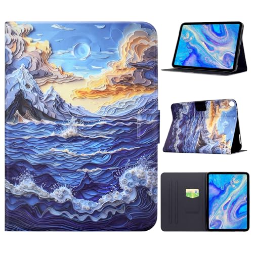 Étui en cuir Galaxy Tab A11 Plus vagues d'océan avec support multi-angles
