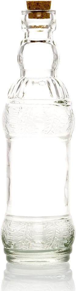 Luna Bazaar Small Vintage Glass Bottle (7-Inch, Edna, Clear) - Flower Bud Vase - for Home Decor and Wedding Centerpieces