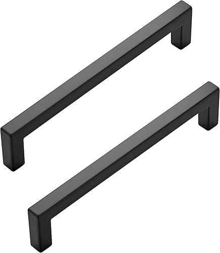 Miniatura 1 de Paquete de 10 manijas de gabinete de cocina de 5 pulgadas, cuadradas, color negro mate, manijas negras para gabinetes de cocina, tiradores de cajón