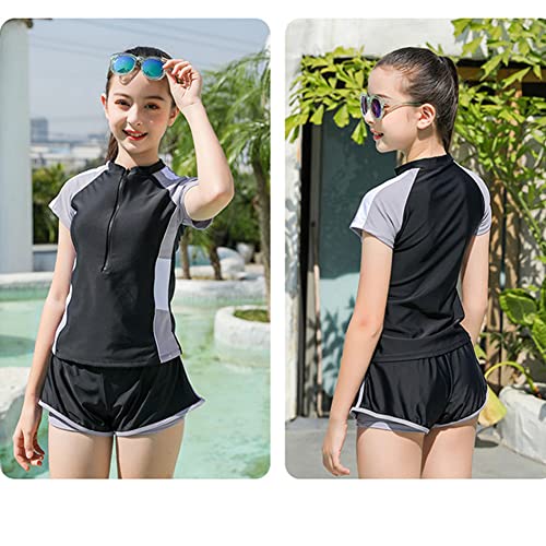 Image of KORADI Girls Swimsuits Rash Guard Swim Set Kids Two-Piece Bathing Suits Teen Swimwear Beach Shorts Sun Protection Swim Shirts