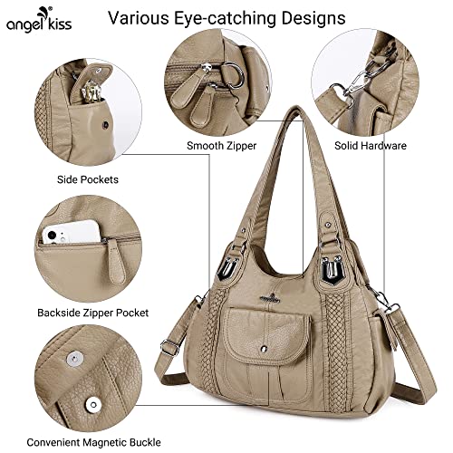 Image of Angel Kiss Purses and Handbags for Women Washed Vegan Leather Crossbody Hobo Satchel Shoulder Tote Purse
