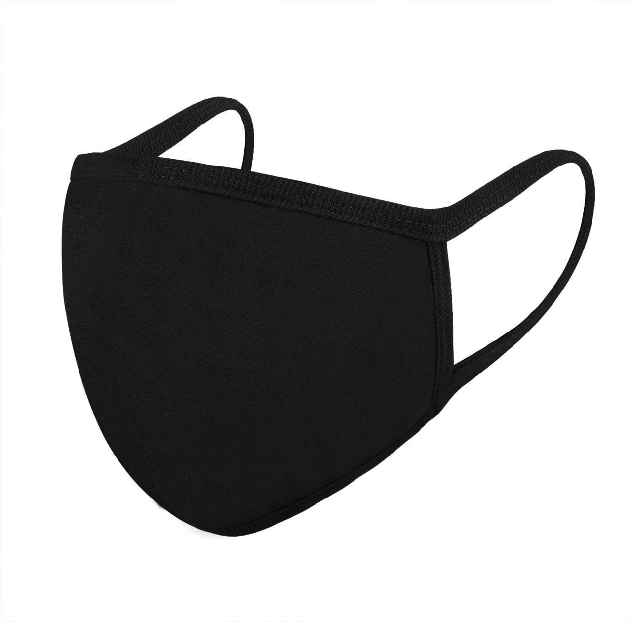 Black Face Mask Soft Cotton Comfortable Washable Reusable Breathable Stretchable