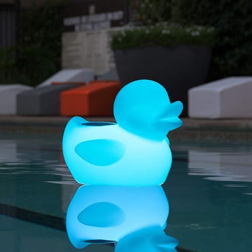 Miniatura 2 de Acoustic Audio by Goldwood - Altavoz flotante en forma de pato, para piscina, con Bluetooth recargable, IP66, con luz LED multicolor, color blanco