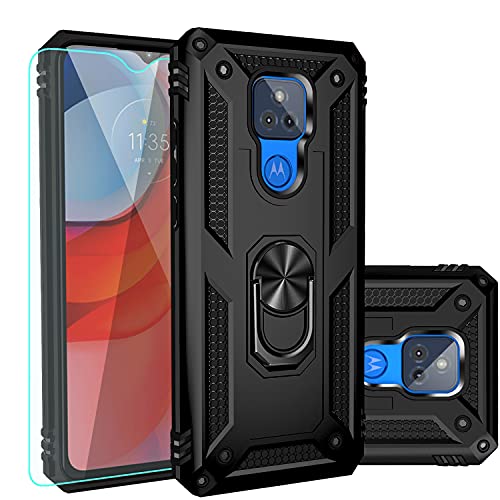 SKTGSLAMY Moto G Play Case,Motorola G Play 2021 Case,with Screen Protector,[Military Grade] 16ft. Drop Tested Cover with Magnetic Kickstand Car Mount Protective Case for Motorola Moto G Play, Black