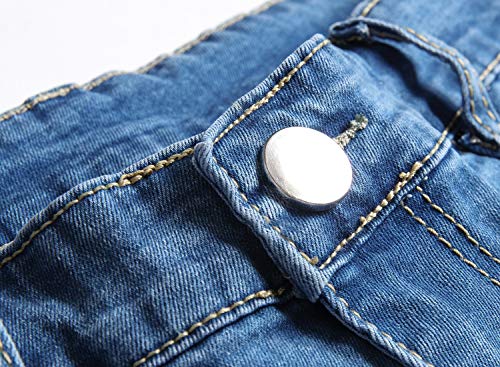 Mens Ripped Destroyed Jeans Straight Fit Stretchy Denim Pants Casual Jeans Skinny Trousers Zipper with Drawstring4