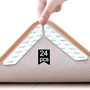 Adispotg Teppichgreifer Antirutschmatte, 24 Stück doppelseitige Anti-Curling Rug Gripper, waschbarer und wiederverwendbarer, Rutschfester Teppichgriff für Hartholzböden, Teppiche und Matten