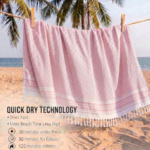 Image of Yongoes Oversized Turkish Beach Towel Blanket Cotton Giant XL Sandproof Towels Huge Linen XXL Extra Large Big Throw Quilt Blankets for Adults Cloud Travel Camping Glamping Accessories Essentials