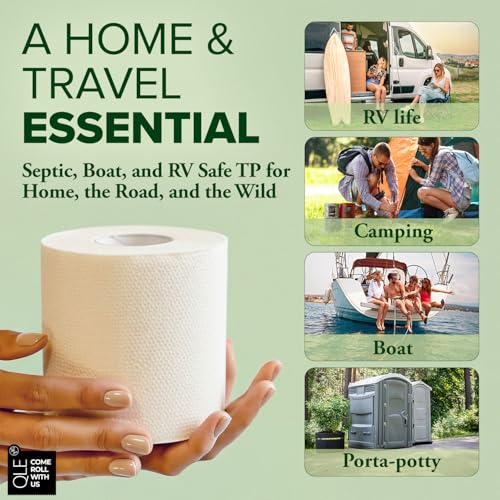 Image of QLE Bamboo Toilet Paper, 8 Pack, 3-Ply, 300 Sheets Per Roll, Organic, Chemical-Free, Hypoallergenic, Bamboo, Compostable, Septic Safe, FSC Certified