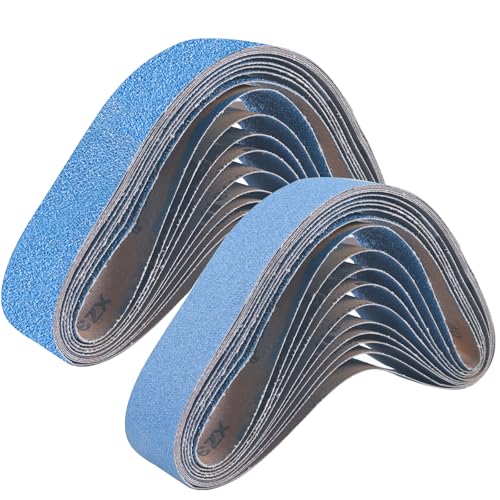 UMXIUO Bandas de Lija 50 x 686 mm，8 piezas Bandas Abrasiva Granos 40/60/80/120 Lijado Correas para Lijadora de Banda para Metal, Madera