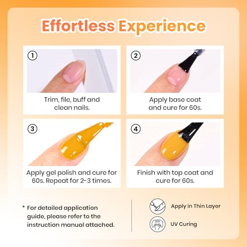 Image of Beetles Orange Gel Polish - Turmeric Latte Full Size 15ML /0.51Fl Oz, Hema Free Pumpkin Orange Gel Nail Polish, Soak Off UV LED Lamp Bright Fall Nails Art, Manicure Salon DIY Nails