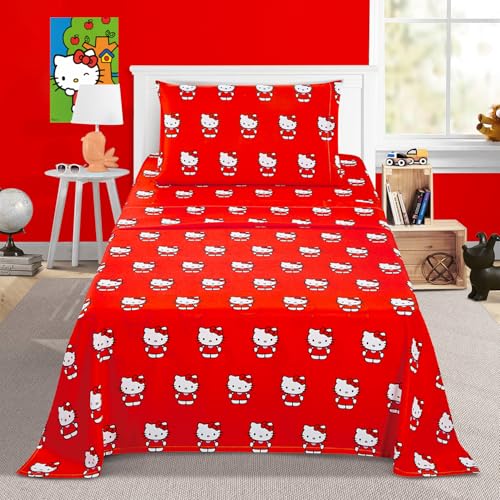 Draps Hello Kitty lit simple parure de lit complète avec couvre-lit - 3
