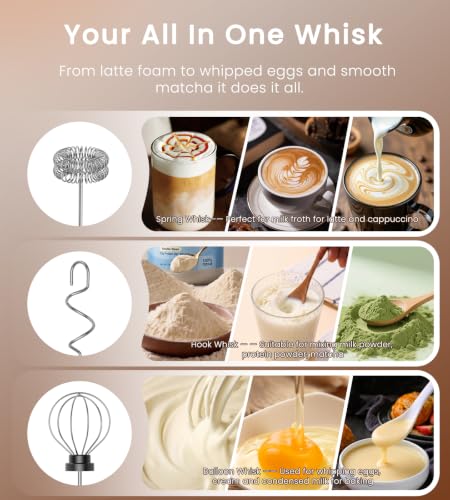 Image of SIMPLETASTE Rechargeable Handheld Milk Frother Wand with Stand