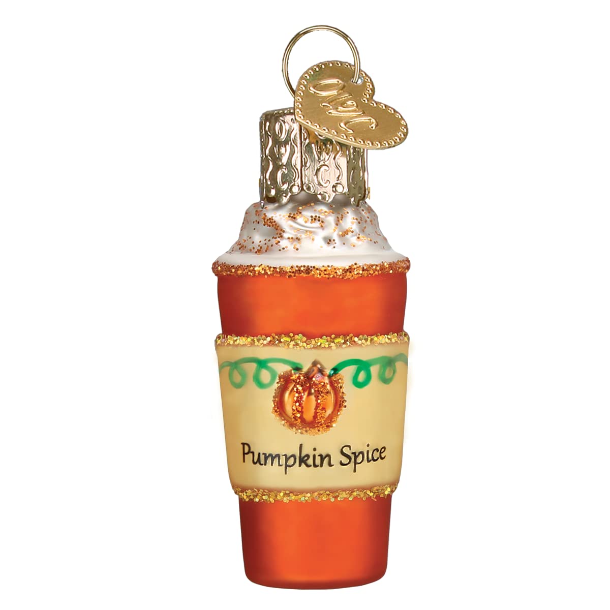 Old World Christmas Mini Pumpkin Spice Latte Glass Blown Ornament for Christmas Tree